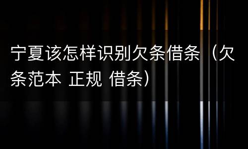 宁夏该怎样识别欠条借条（欠条范本 正规 借条）