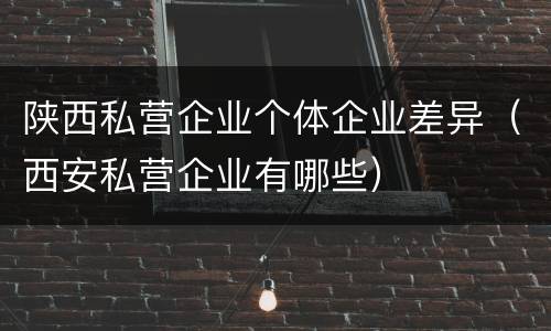 陕西私营企业个体企业差异（西安私营企业有哪些）