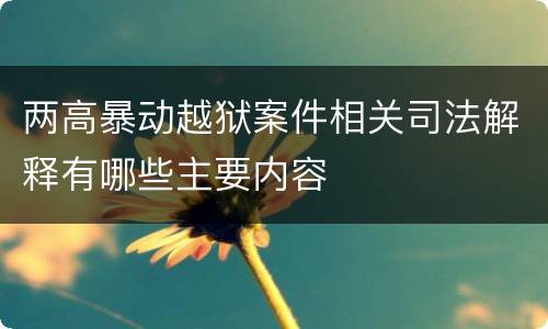 两高暴动越狱案件相关司法解释有哪些主要内容