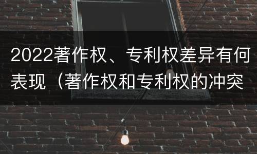 2022著作权、专利权差异有何表现（著作权和专利权的冲突）