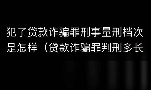 犯了贷款诈骗罪刑事量刑档次是怎样（贷款诈骗罪判刑多长时间）