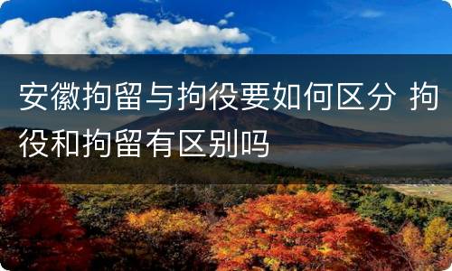 安徽拘留与拘役要如何区分 拘役和拘留有区别吗