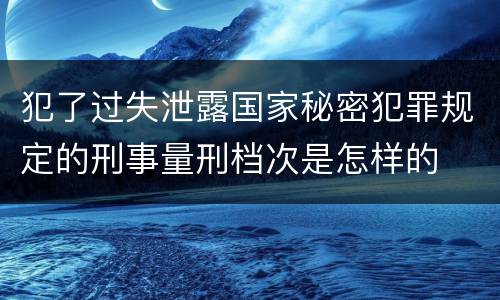 犯了过失泄露国家秘密犯罪规定的刑事量刑档次是怎样的