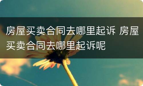 房屋买卖合同去哪里起诉 房屋买卖合同去哪里起诉呢