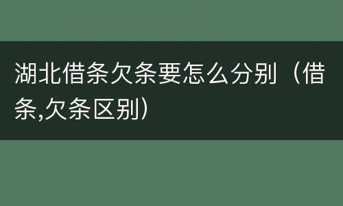 湖北借条欠条要怎么分别（借条,欠条区别）