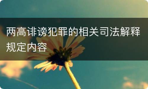 两高诽谤犯罪的相关司法解释规定内容