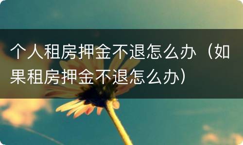个人租房押金不退怎么办（如果租房押金不退怎么办）