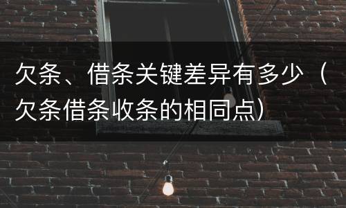 欠条、借条关键差异有多少（欠条借条收条的相同点）