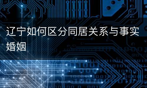 辽宁如何区分同居关系与事实婚姻