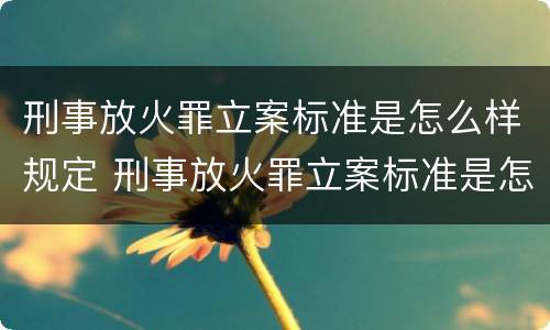刑事放火罪立案标准是怎么样规定 刑事放火罪立案标准是怎么样规定的