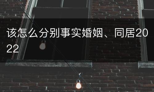 该怎么分别事实婚姻、同居2022