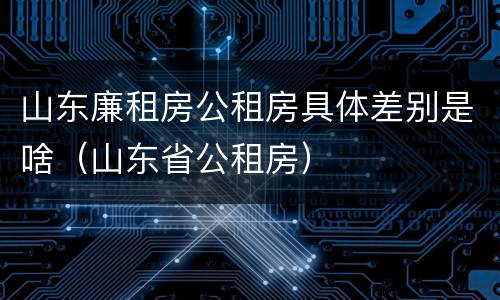 山东廉租房公租房具体差别是啥（山东省公租房）