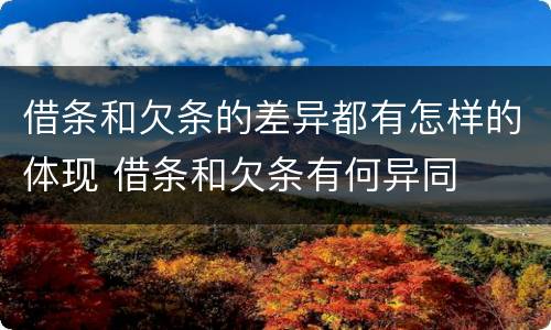 借条和欠条的差异都有怎样的体现 借条和欠条有何异同