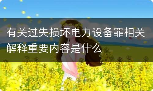 有关过失损坏电力设备罪相关解释重要内容是什么