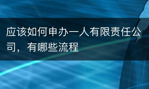 应该如何申办一人有限责任公司，有哪些流程