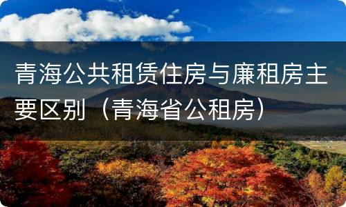 青海公共租赁住房与廉租房主要区别（青海省公租房）