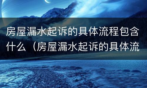房屋漏水起诉的具体流程包含什么（房屋漏水起诉的具体流程包含什么项目）