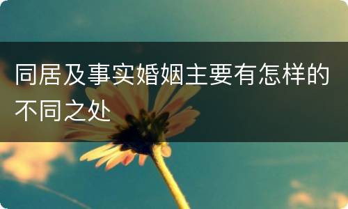 同居及事实婚姻主要有怎样的不同之处
