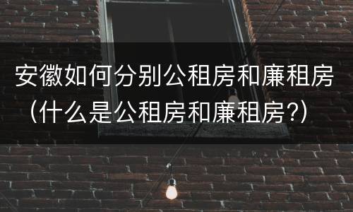 安徽如何分别公租房和廉租房（什么是公租房和廉租房?）