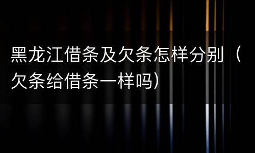 黑龙江借条及欠条怎样分别（欠条给借条一样吗）