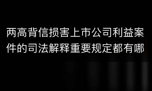 两高背信损害上市公司利益案件的司法解释重要规定都有哪些
