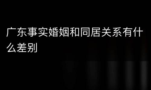 广东事实婚姻和同居关系有什么差别
