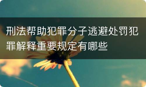 刑法帮助犯罪分子逃避处罚犯罪解释重要规定有哪些
