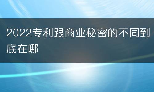 2022专利跟商业秘密的不同到底在哪