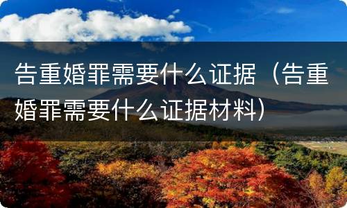 告重婚罪需要什么证据（告重婚罪需要什么证据材料）