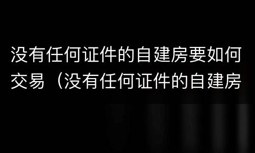 没有任何证件的自建房要如何交易（没有任何证件的自建房要如何交易呢）
