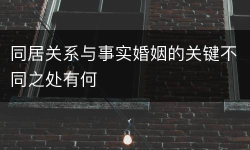同居关系与事实婚姻的关键不同之处有何