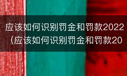 应该如何识别罚金和罚款2022（应该如何识别罚金和罚款2022年8月）