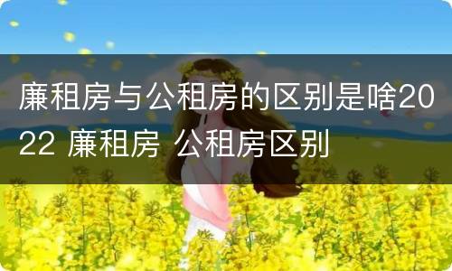 廉租房与公租房的区别是啥2022 廉租房 公租房区别