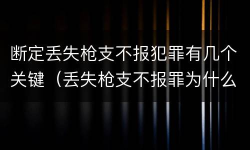断定丢失枪支不报犯罪有几个关键（丢失枪支不报罪为什么是结果犯）