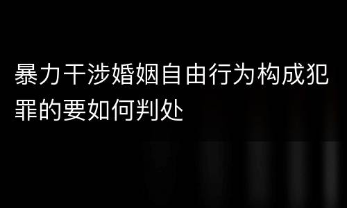 暴力干涉婚姻自由行为构成犯罪的要如何判处