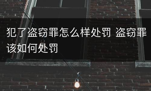 犯了盗窃罪怎么样处罚 盗窃罪该如何处罚