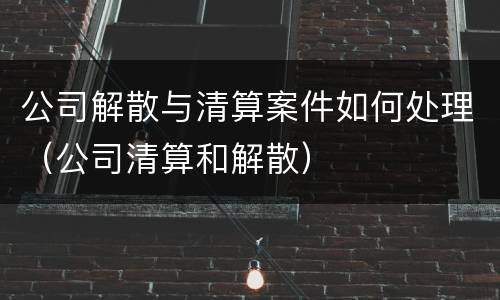 公司解散与清算案件如何处理（公司清算和解散）