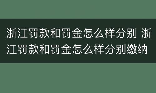 浙江罚款和罚金怎么样分别 浙江罚款和罚金怎么样分别缴纳
