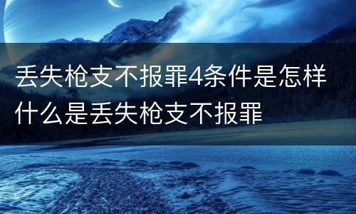 丢失枪支不报罪4条件是怎样 什么是丢失枪支不报罪