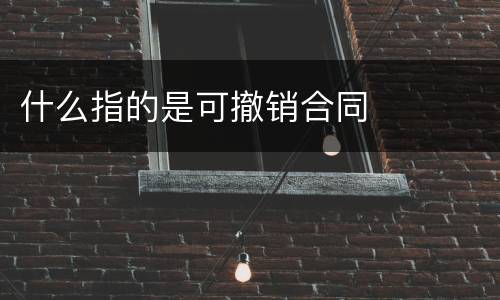 什么指的是可撤销合同