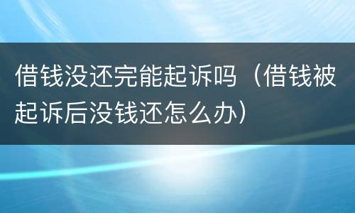 借钱没还完能起诉吗（借钱被起诉后没钱还怎么办）
