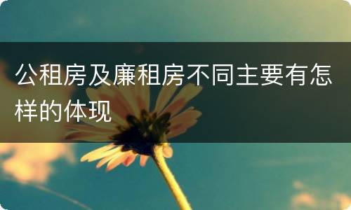 公租房及廉租房不同主要有怎样的体现