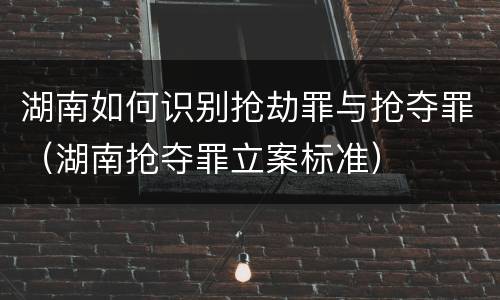 湖南如何识别抢劫罪与抢夺罪（湖南抢夺罪立案标准）