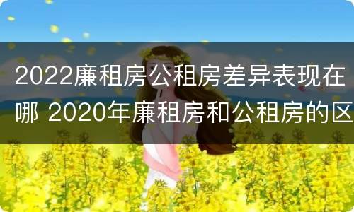2022廉租房公租房差异表现在哪 2020年廉租房和公租房的区别