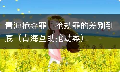 青海抢夺罪、抢劫罪的差别到底（青海互助抢劫案）