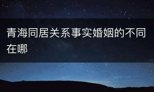 青海同居关系事实婚姻的不同在哪