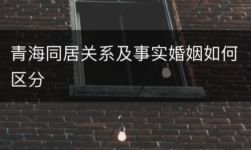 青海同居关系及事实婚姻如何区分