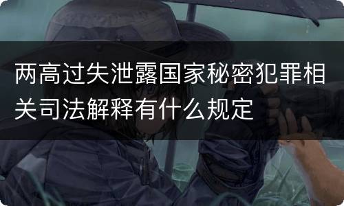 两高过失泄露国家秘密犯罪相关司法解释有什么规定
