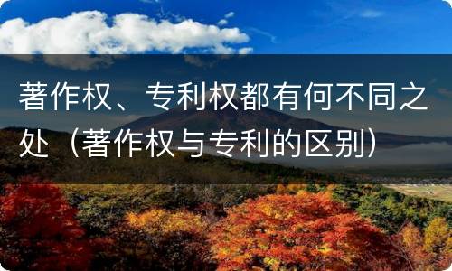 著作权、专利权都有何不同之处（著作权与专利的区别）