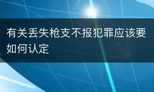 有关丢失枪支不报犯罪应该要如何认定